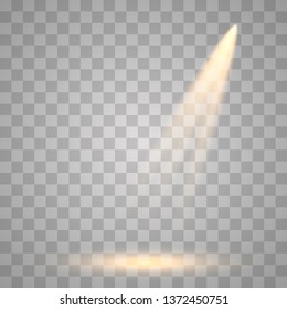 Cinema spotlight glow effect background.  Scene. Light beam on black stage highlight important. Show spotlight background vector. 