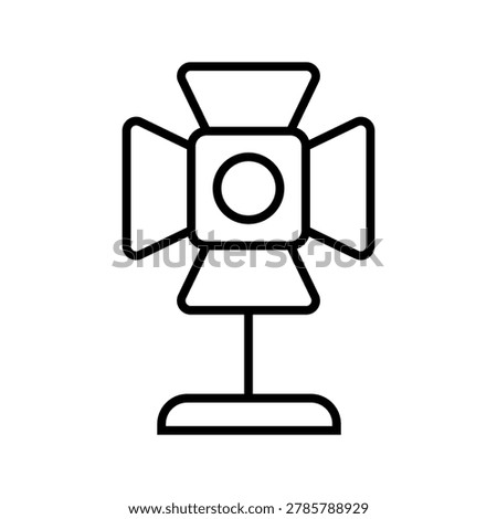 Cinema spotlight icon. Media and studio lighting line symbol. Black and white. Stock foto © 