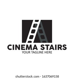 cinema stairs logo vector illustration