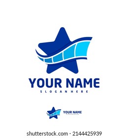 Plantilla vectorial del logotipo de Cinema Star, conceptos de diseño del logotipo de Creative Film Strip Cinema