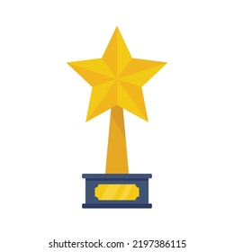 Cinema Star Trophy Icon. Flat Illustration Of Cinema Star Trophy Vector Icon Isolated On White Background