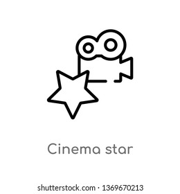 cinema star vector line icon. Simple element illustration. cinema star outline icon from user interface concept. Can be used for web and mobile