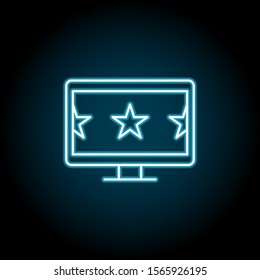 Cinema, stars, tv, monitor blue neon icon. Simple thin line, outline vector of cinema icons for ui and ux, website or mobile application