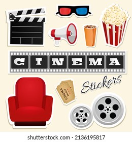 Cinema Stickers Movie Clapper Board Film Stock Vector (Royalty Free ...