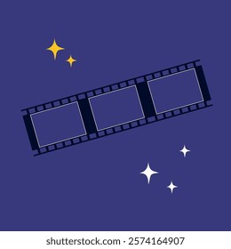 Cinema strip frames in flat design. Analog filmstrip or photo borders. Vector illustration isolated.