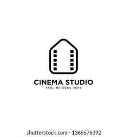 Cinema studio logo simple line logo template vector illustration - Vector