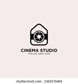 Cinema studio logo simple line logo template vector illustration - Vector