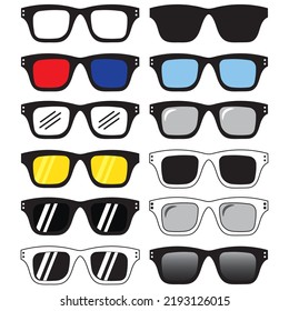 Cinema Style Beach Square Glasses Black Yellow Blue Vect