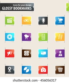 Cinema symbol vector glossy bookmarks for your design