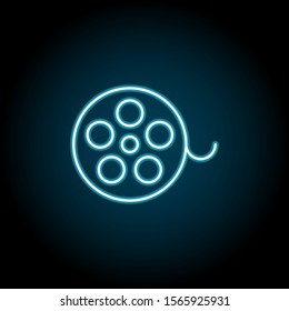 Cinema tape blue neon icon. Simple thin line, outline vector of cinema icons for ui and ux, website or mobile application