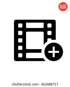 Cinema tape with plus Icon Flat Style Isolated Vector Illustration
