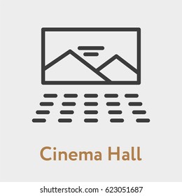 Cinema Theater Hall Minimal Flat Line Outline Stroke Icon Pictogram Symbol