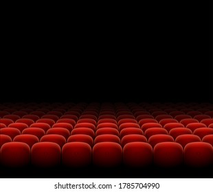 Cinema Theater Red Seats Row Set on a Dark Background Place for Ad Text. Vector illustration