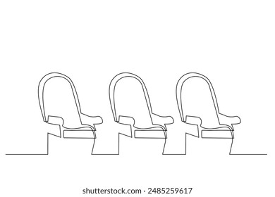 cinema theater seats interior object one line art design vector