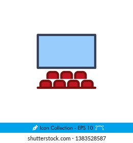 Cinema Theater Studio (Movie Theater) Icon / Vector - In Color Design