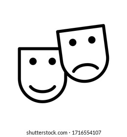 Cinema, theatre masks thin line icon isolated on white background EPS Vector
