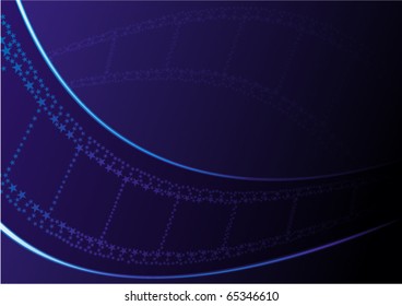 Cinema theme with film on dark blue background