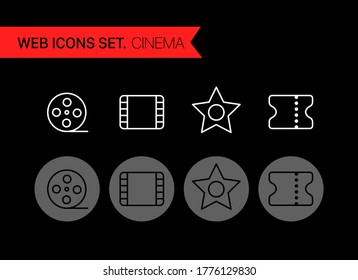 Cinema thin line icons vector set