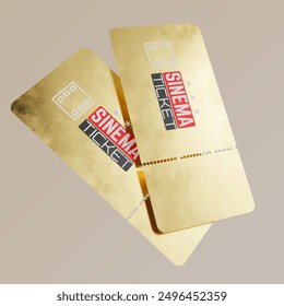 cinema ticket 3d render vector gold