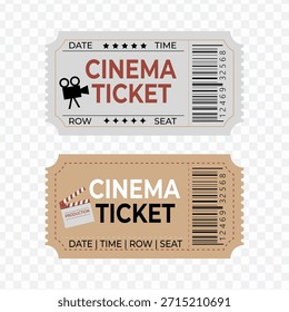 Cinema ticket admit pass entry token printable layout set