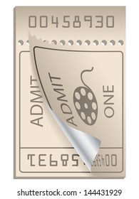 Cinema ticket bent and ripped from pack