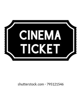 Cinema ticket. Black silhouette icon. Vector illustration isolated on white background