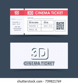 Cinema Ticket Card. Element template guideline for design. Vector illustration