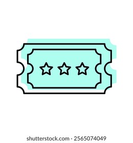 Cinema Ticket color shadow thinline icon , vector, pixel perfect, illustrator file