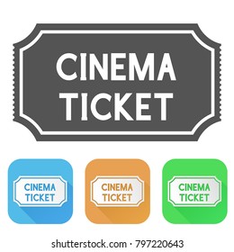 Cinema ticket. Colored icons. Vector illustration isolated on white background