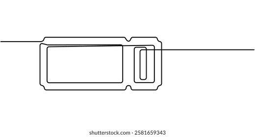 cinema Ticket continuous one line drawing, Ticket Single Line Icon, Single continuous line drawing of ticket. one line draw design graphic vector illustration, Cinema tickets seamless texture.