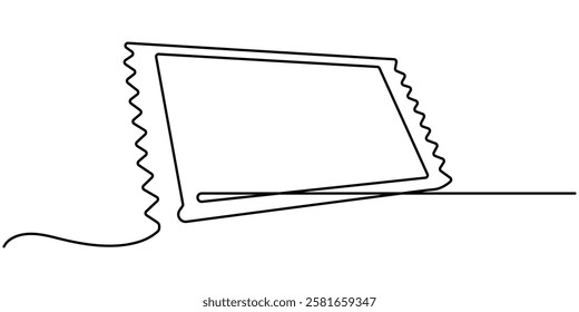 cinema Ticket continuous one line drawing, Ticket Single Line Icon, Single continuous line drawing of ticket. one line draw design graphic vector illustration, Cinema tickets seamless texture.