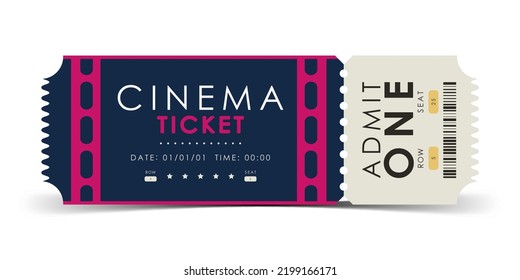 Cinema ticket design. Modern ticket card illustration template. Vector.