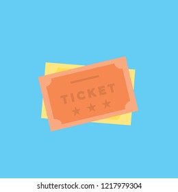 Cinema Ticket Flat Vector Illustration. Simple Icon Isolated  on Blue Background