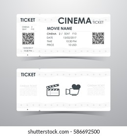 Cinema ticket. Guideline for design graphics. Vector illustration.