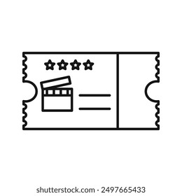 Cinema ticket icon Black line art vector