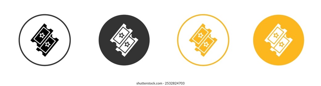 Icono de boleto de cine Vector en blanco y negro signo de contorno