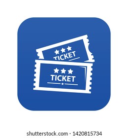 Cinema ticket icon blue vector isolated on white background