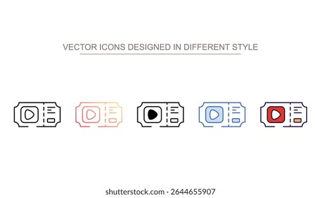 Cinema Ticket icon design with white background stock illustration