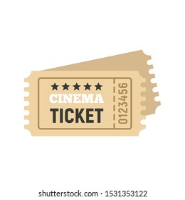 Cinema ticket icon. Flat illustration of cinema ticket vector icon for web design