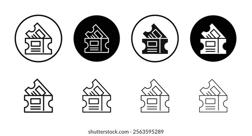 Cinema ticket icon Flat outline fill set collection