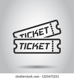 Cinema ticket icon in flat style. Admit one coupon entrance vector illustration on background. Ticket business concept.