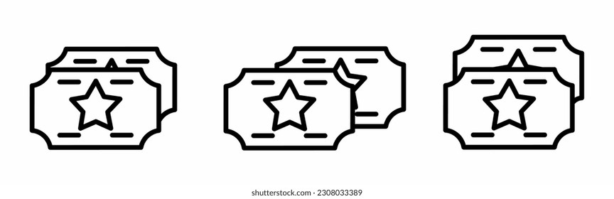Cinema. Ticket icon illustration set. Stock vector.