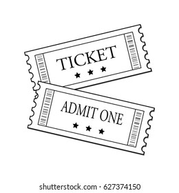 Cinema ticket icon isolated on white background. Vector illustration