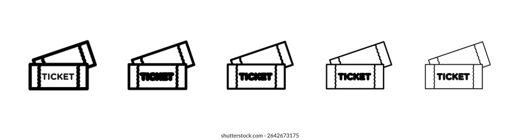Cinema ticket icon isolated vector on white background set