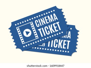 Cinema ticket icon. Movie or film admission coupon. Two tickets. Vector illustration.