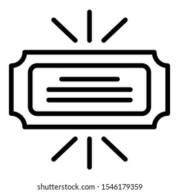 Cinema ticket icon. Outline cinema ticket vector icon for web design isolated on white background