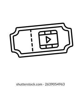 cinema ticket icon, simple flat style, vector illustration, symbol, design logo template pictogram, for ui or ux isolated on white for mobile app, editable