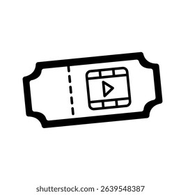cinema ticket icon, simple flat style, vector illustration, symbol, design logo template pictogram, for ui or ux isolated on white for mobile app, editable
