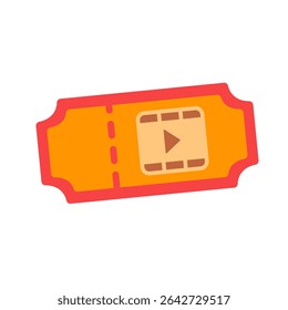 cinema ticket icon, simple flat style, vector illustration, symbol, design logo template pictogram, for ui or ux isolated on white for mobile app, editable