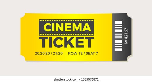 Cinema Ticket icon vector illustration in the flat style. Ticket stub isolated on a background. Retro movie event tickets.